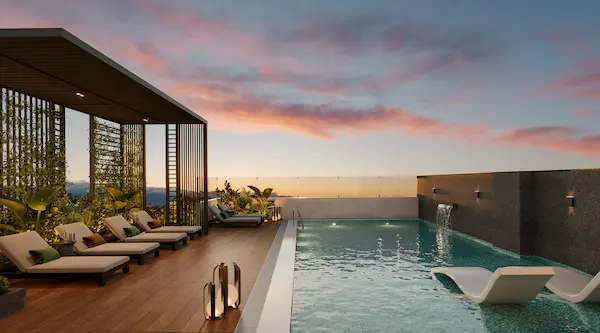 Piscina en edificio en departamento en venta en miraflores