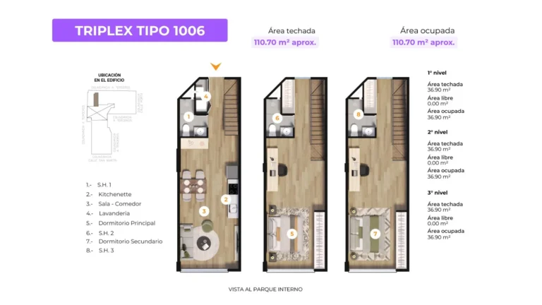 Departamento triplex con 2 dormitorios