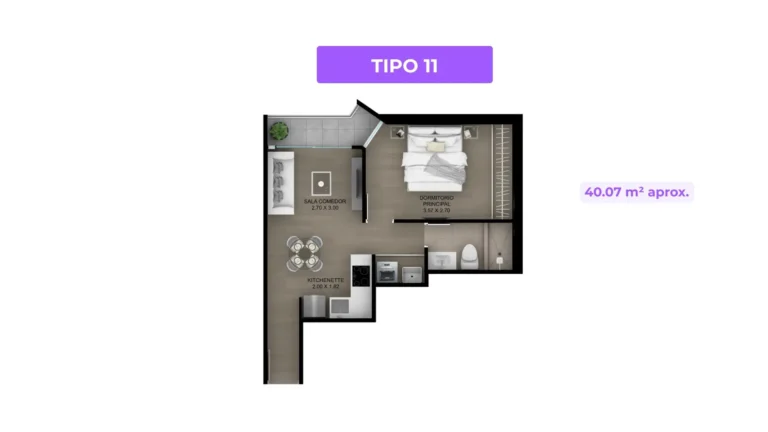 departamento de 1 habitación con balcón en Barranco portada