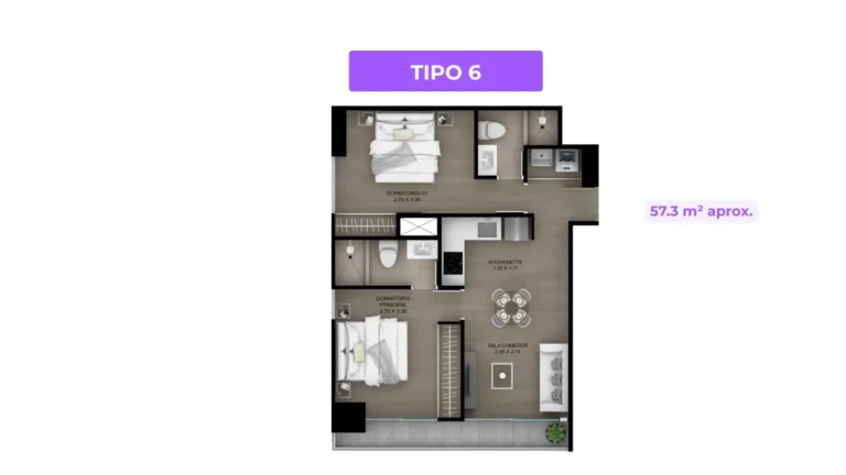 departamento de 57 m² con amplio balcón en Barranco