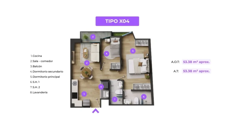 departamento 53 m² 2 cuartos en Surquillo descripción