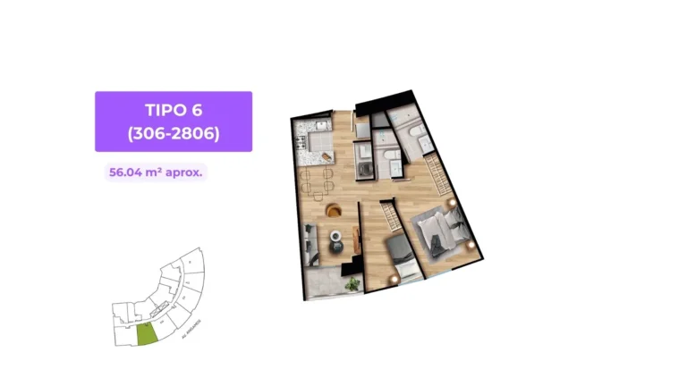 departamento de 56 m² de 2 ambientes en Surquillo portada