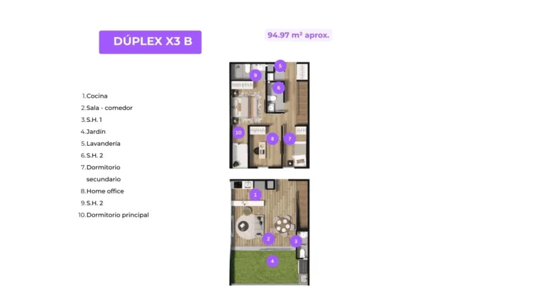 Departamento dúplex de 94 m² con 3 habitaciones y balcón en Miraflores
