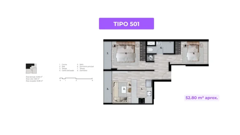 departamento 2 cuartos con 2 balcones en límite con San Miguel y Magdalena TIPO 501 DESC