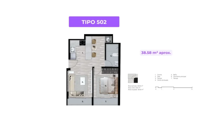 departamento de 1 cuarto con 2 terrazas en límite con San Miguel y Magdalena TIPO 502 DESC